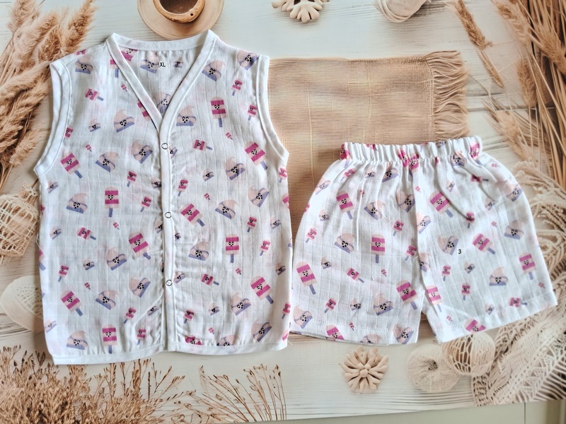 Muslin Jabla Set - Ice Cream Muslin Jabla Set - Ice Cream