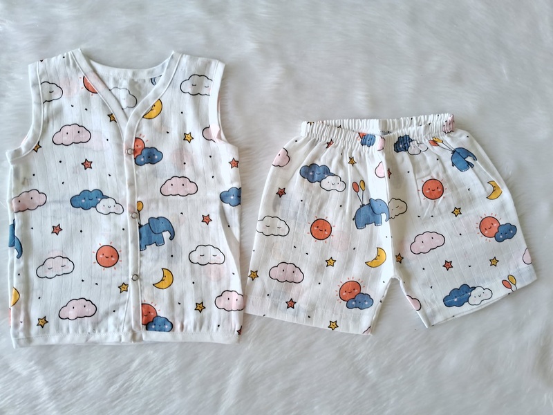 Muslin Jabla Set - Elephant Muslin Jabla Set - Elephant