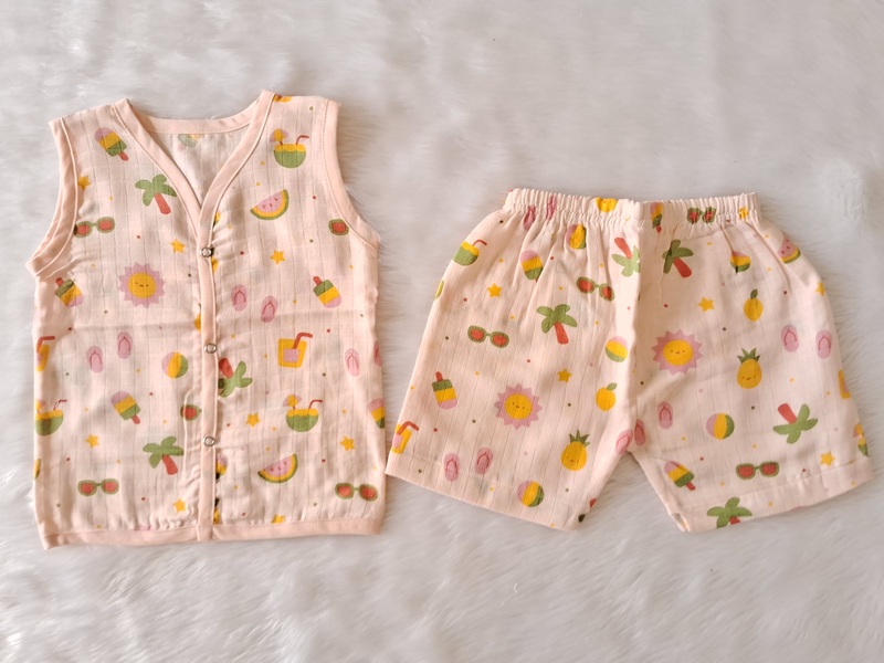 Muslin Jabla Set - Pink Beach Muslin Jabla Set - Pink Beach