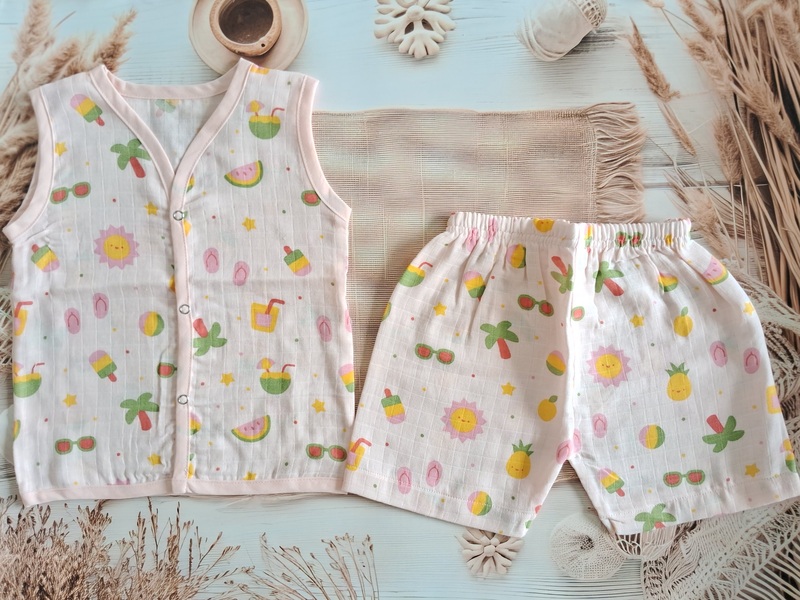 Muslin Jabla Set - Pink Beach Muslin Jabla Set - Pink Beach