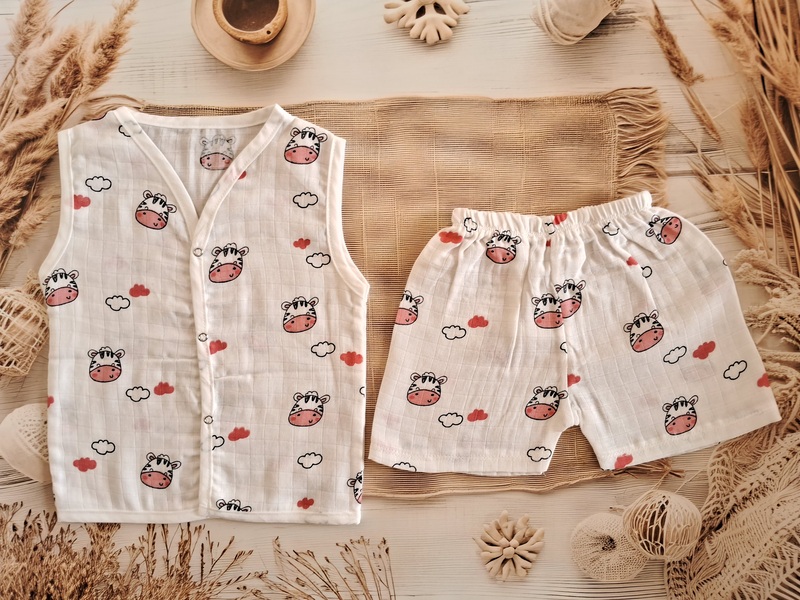 Muslin Jabla Set - Cow Muslin Jabla Set - Cow