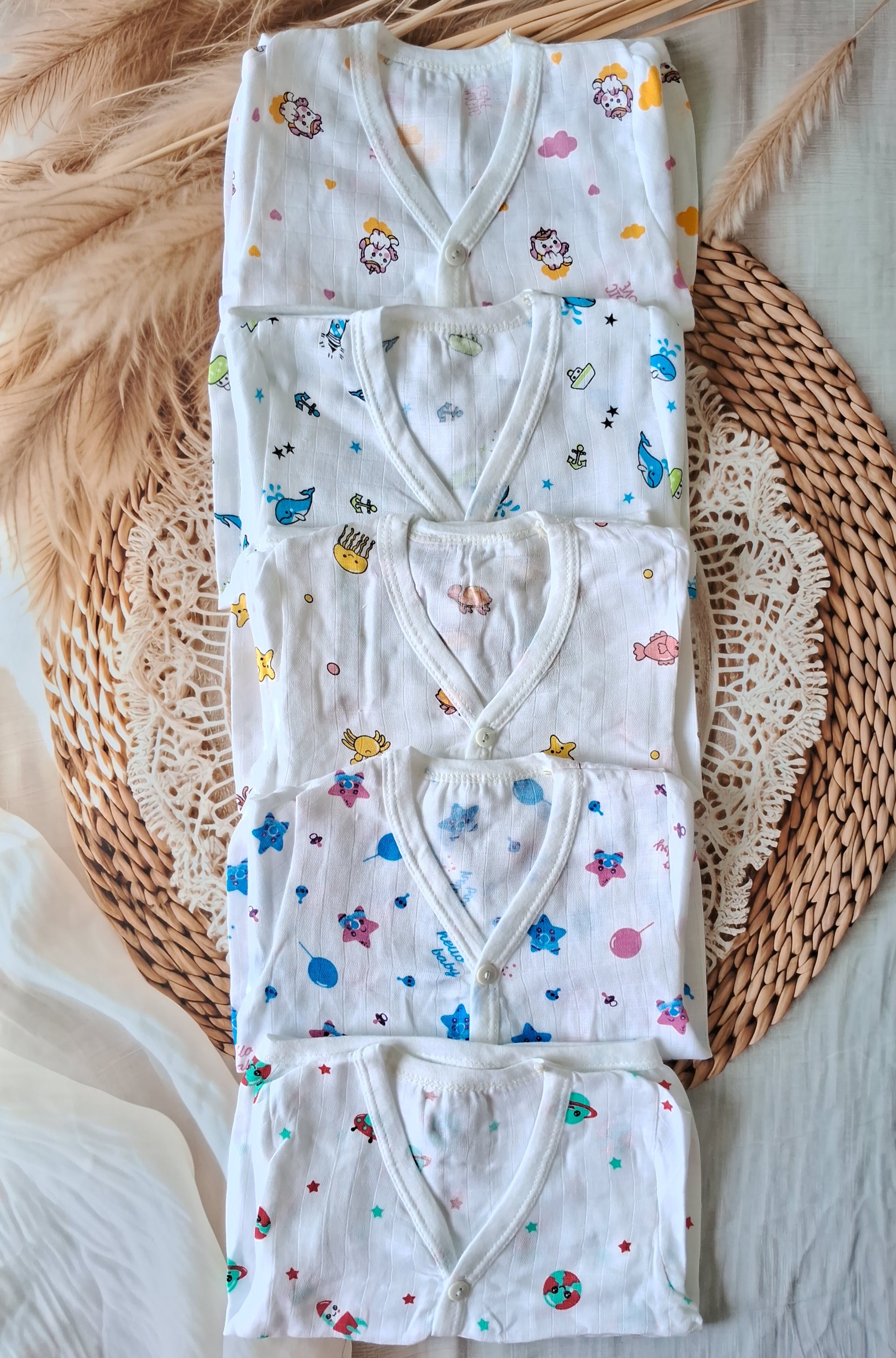 Muslin Button Jabla White - Pack of 5 Muslin Button Jabla White - Pack of 5