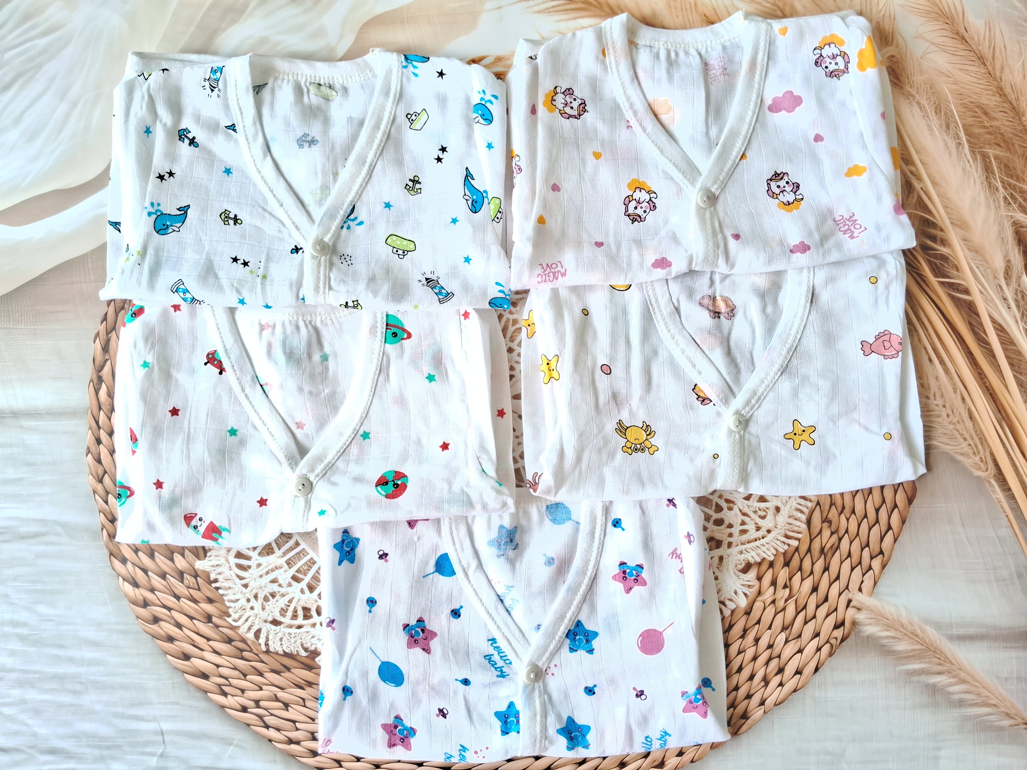 Muslin Button Jabla White - Pack of 5 Muslin Button Jabla White - Pack of 5