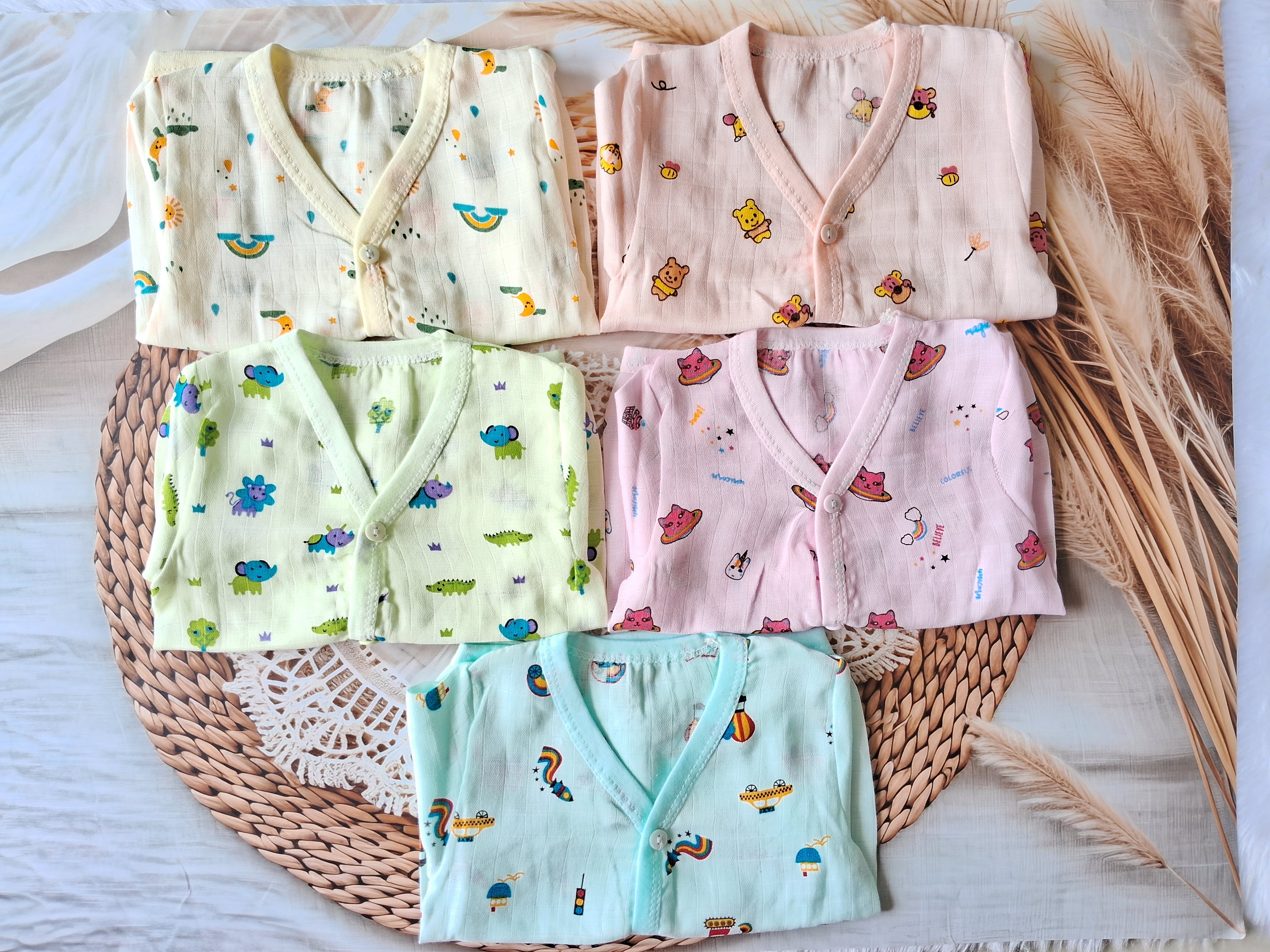 Muslin Button Jabla - Pack of 5 Muslin Button Jabla - Pack of 5